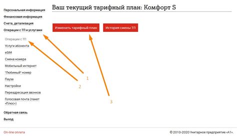 Авторизация и выбор тарифного плана