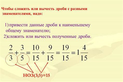 Важные моменты при нахождении суммы чисел дробей