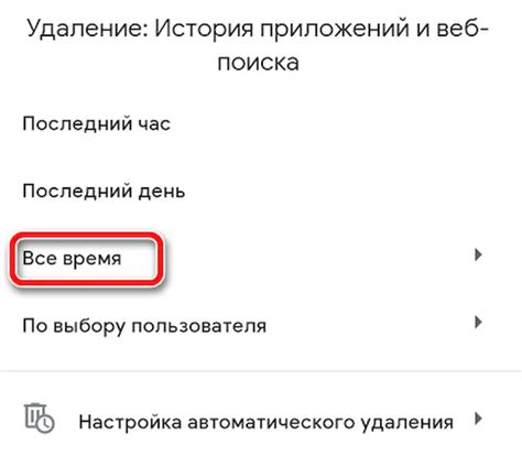 Вариант 2: Удаление всей истории за один раз