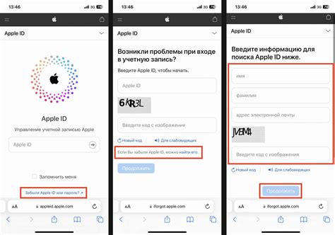 Введите логин и пароль от Apple ID