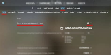 Включение консоли разработчика