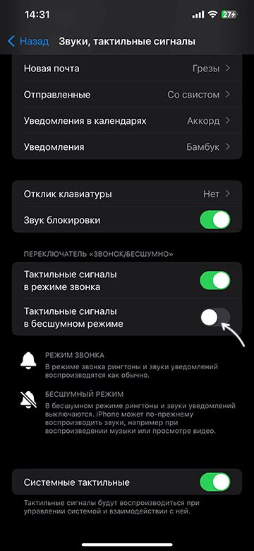 Включение режима вибрации на iPhone 12 Pro: