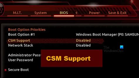 Включение CSM Support