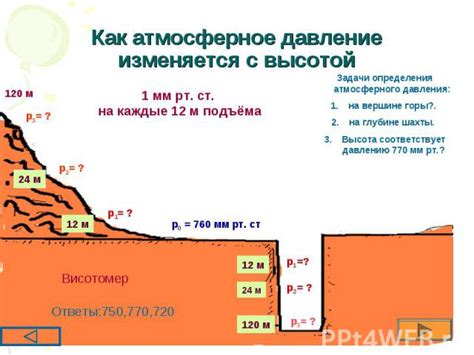 Влияние высоты на атмосферное давление