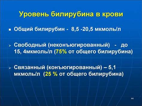 Влияние повышенного уровня билирубина на организм