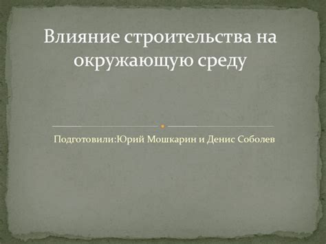 Влияние строительства на насыпных грунтах на окружающую среду