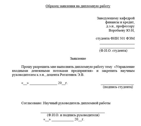 Внесение информации в заявление