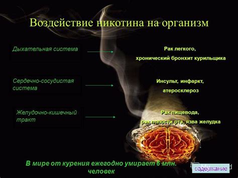 Воздействие никотина на организм