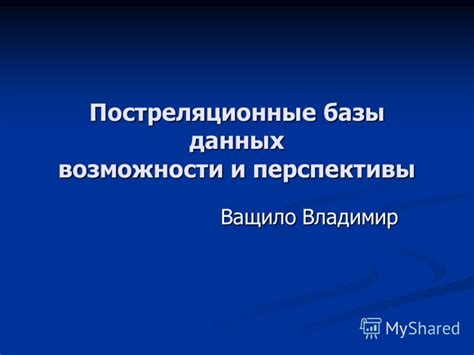 Возможности и перспективы развития базы данных полиции