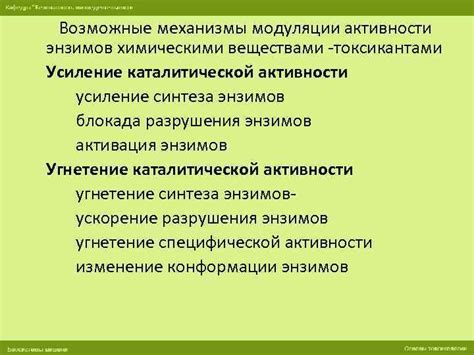 Возможность регулировки активности энзимов