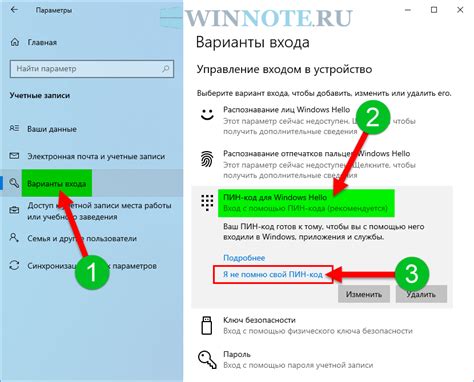 Восстановление доступа через забытый пин-код