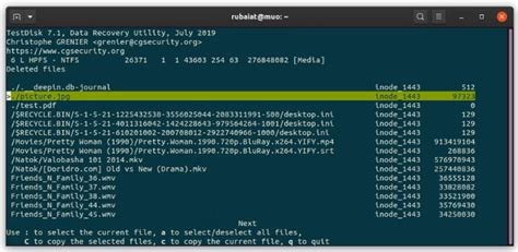 Восстановление файлов Linux с помощью программы TestDisk