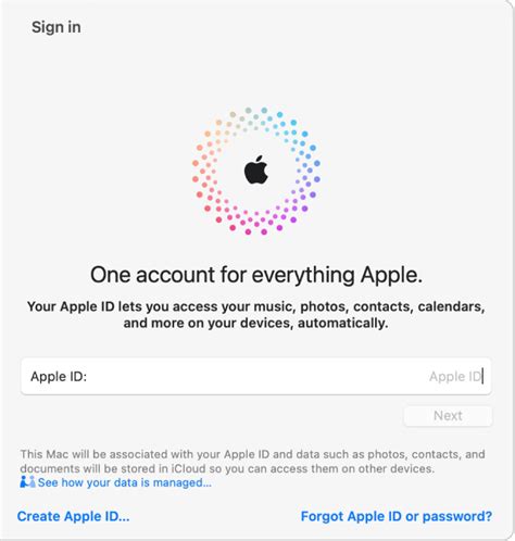 Вход в учетную запись Apple ID