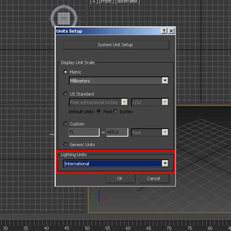 Выбор единиц измерения в программе 3D Max