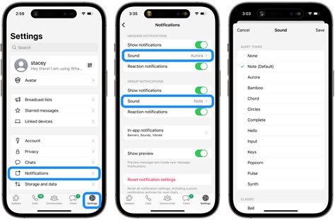 Выбор и изменение звуковых уведомлений в WhatsApp