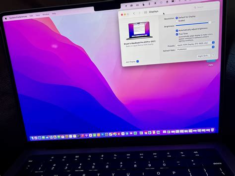 Выбор настроек MacBook Pro