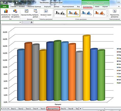 Выбор типа диаграммы в Excel 2007