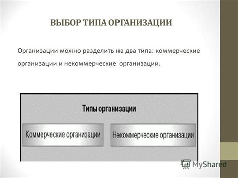 Выбор типа организации