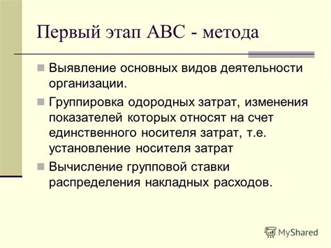 Выявление Ключевых показателей затрат