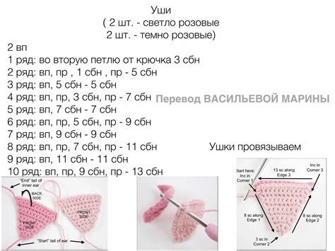 Вязание ушек и носика для лягушки