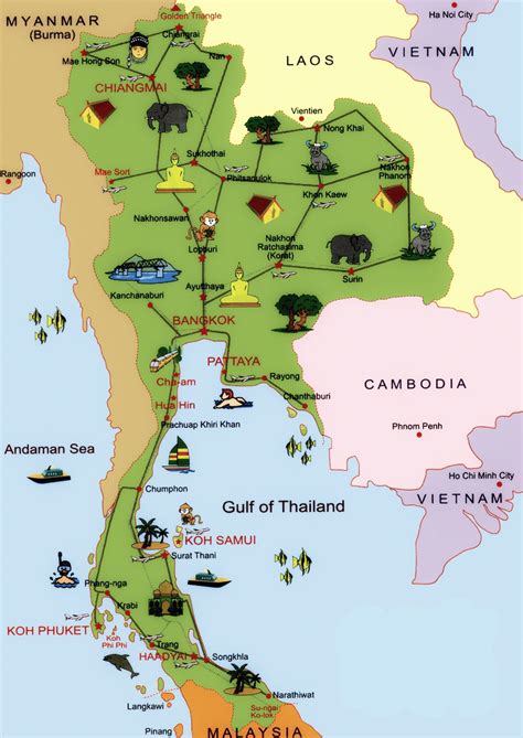 Географическая карта Таиланда: ключ к основным местам