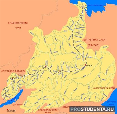 Географическое положение реки Лены