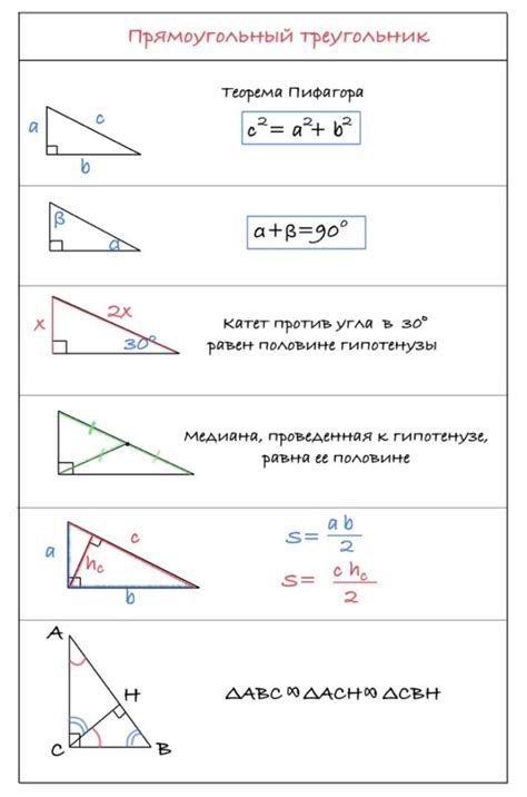 Геометрия прямоугольного треугольника и его свойства
