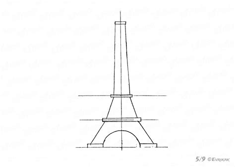 Готовимся к рисованию башни Парижа