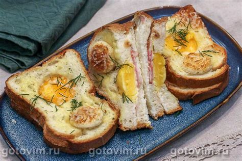 Гренки с беконом и яйцом