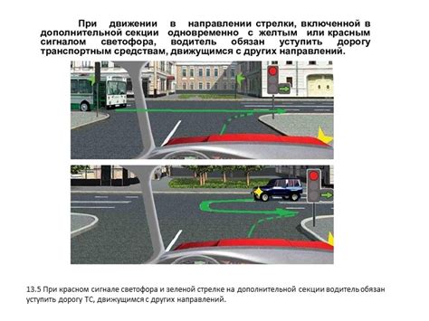 Действия при горящей зеленой стрелке