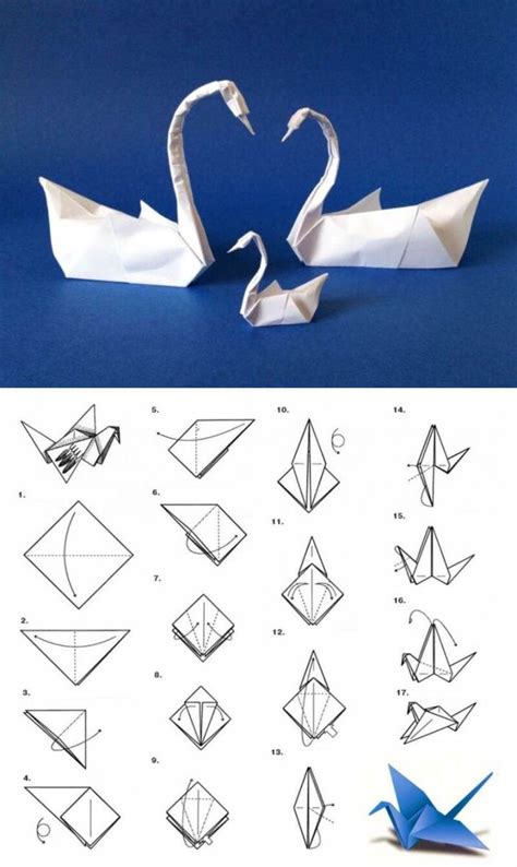 Завершение процесса создания бумажного лебедя оригами