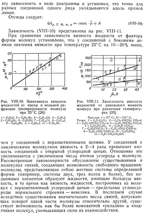 Зависимость вязкости от физических свойств вещества