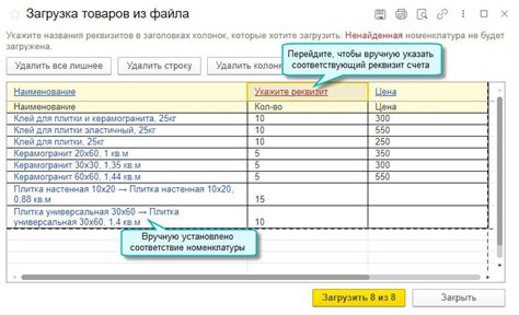 Загрузка списка товаров с НДС