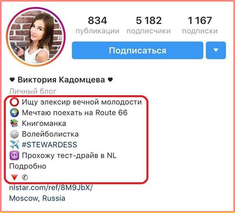 Заполнение профиля в Instagram