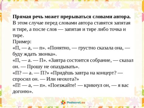 Запятая отделяет прямую речь от описательных оборотов