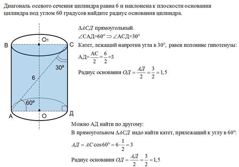 Зачем нужно находить диагональ осевого сечения цилиндра?