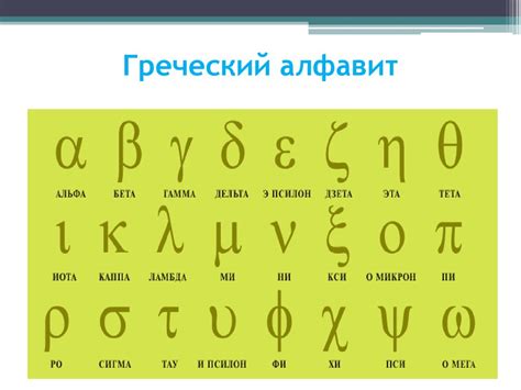 Знаки греческого алфавита в физических уравнениях