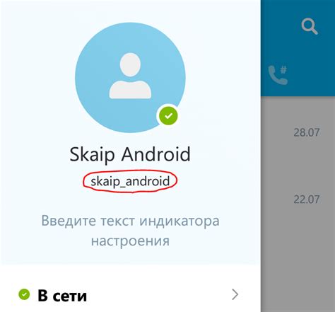 Изменение имени в Скайпе для Android телефонов