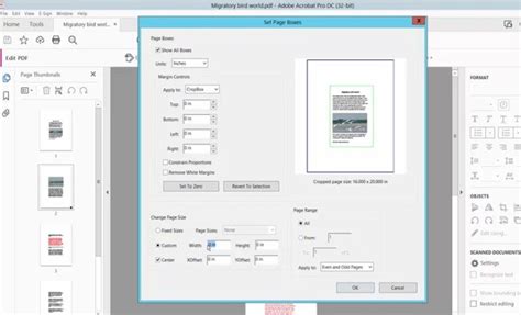 Изменение размера страницы в Acrobat