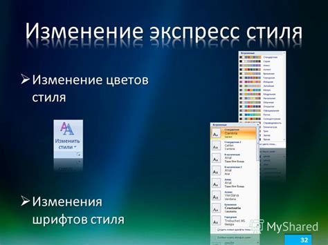 Изменение стиля шрифтов