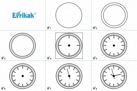 Инструкция рисования часов фломастером с иллюстрациями