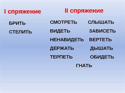 Исключения в склонении некоторых глаголов