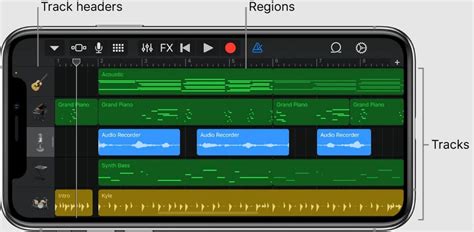 Использование инструментов редактирования в GarageBand на iPhone