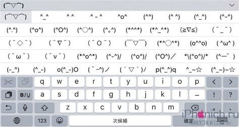 Использование каомодзи на клавиатуре iPhone