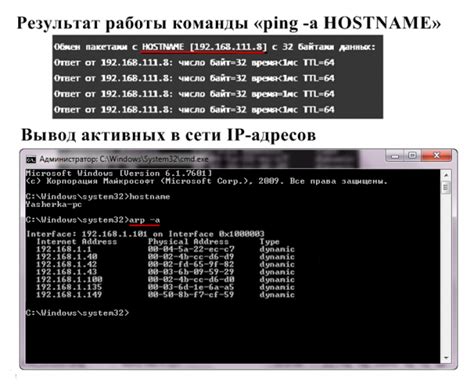 Использование команды "ping" для поиска компьютера в локальной сети