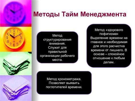 Использование методов управления временем