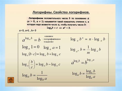 Использование свойств логарифма