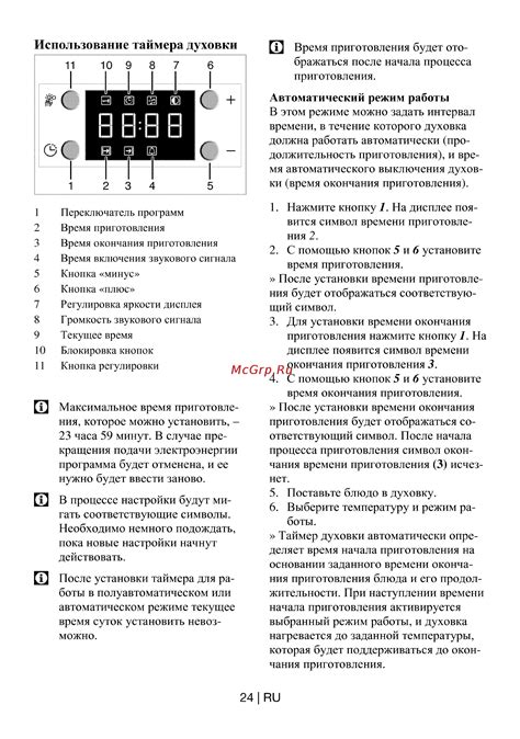 Использование таймера духовки