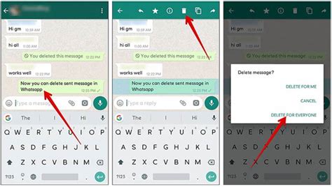 Использование функции "удалить для всех" в WhatsApp