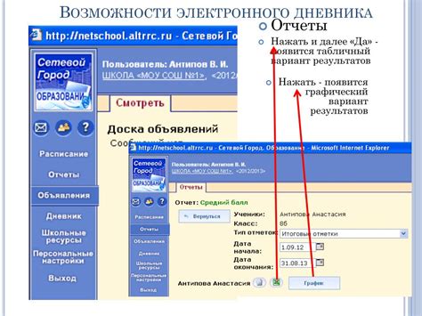 Использование функций электронного дневника